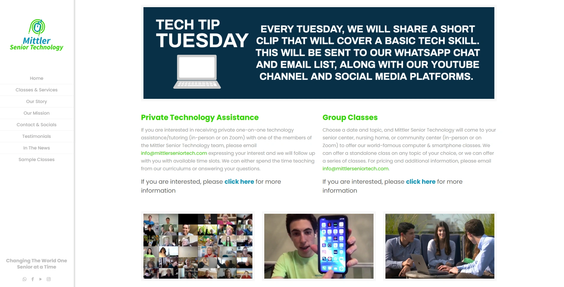 Previous Mittler Senior Technology website before redesign